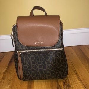 Brown Calvin Klein Logo Backpack